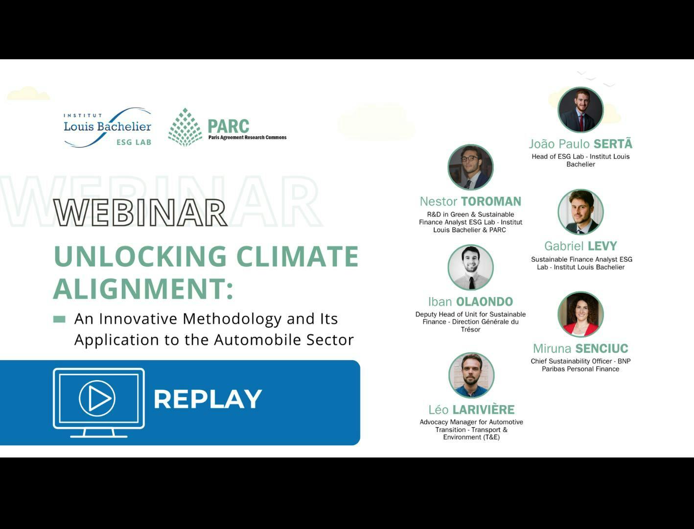 REPLAY  WEBINAR UNLOCKING CLIMATE ALIGNMENT An innovative methodology and its application to the automobile sector