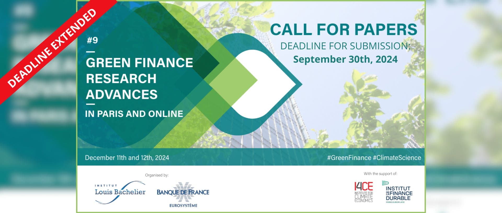 CALL FOR PAPERS FOR THE 9TH EDITION OF THE “GREEN FINANCE RESEARCH ADVANCES” CONFERENCE 2024